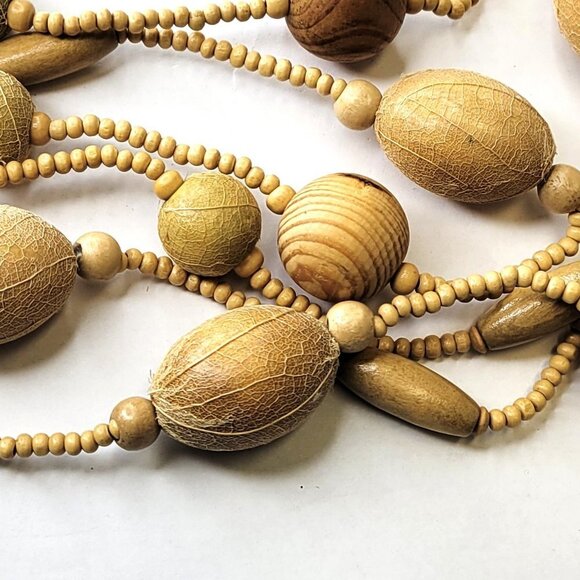 Earthtone Beaded Leaf Applique Long Necklace - Picture 4 of 11